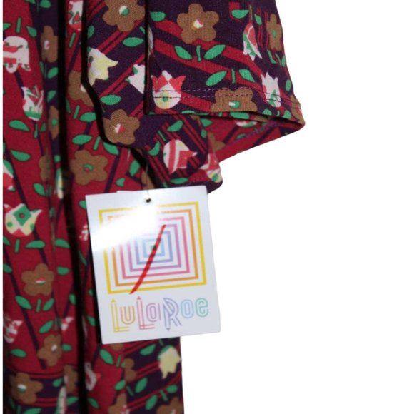LuLaRoe Perfect Tee Burgundy Geometric Floral 3XL - Picture 2 of 5